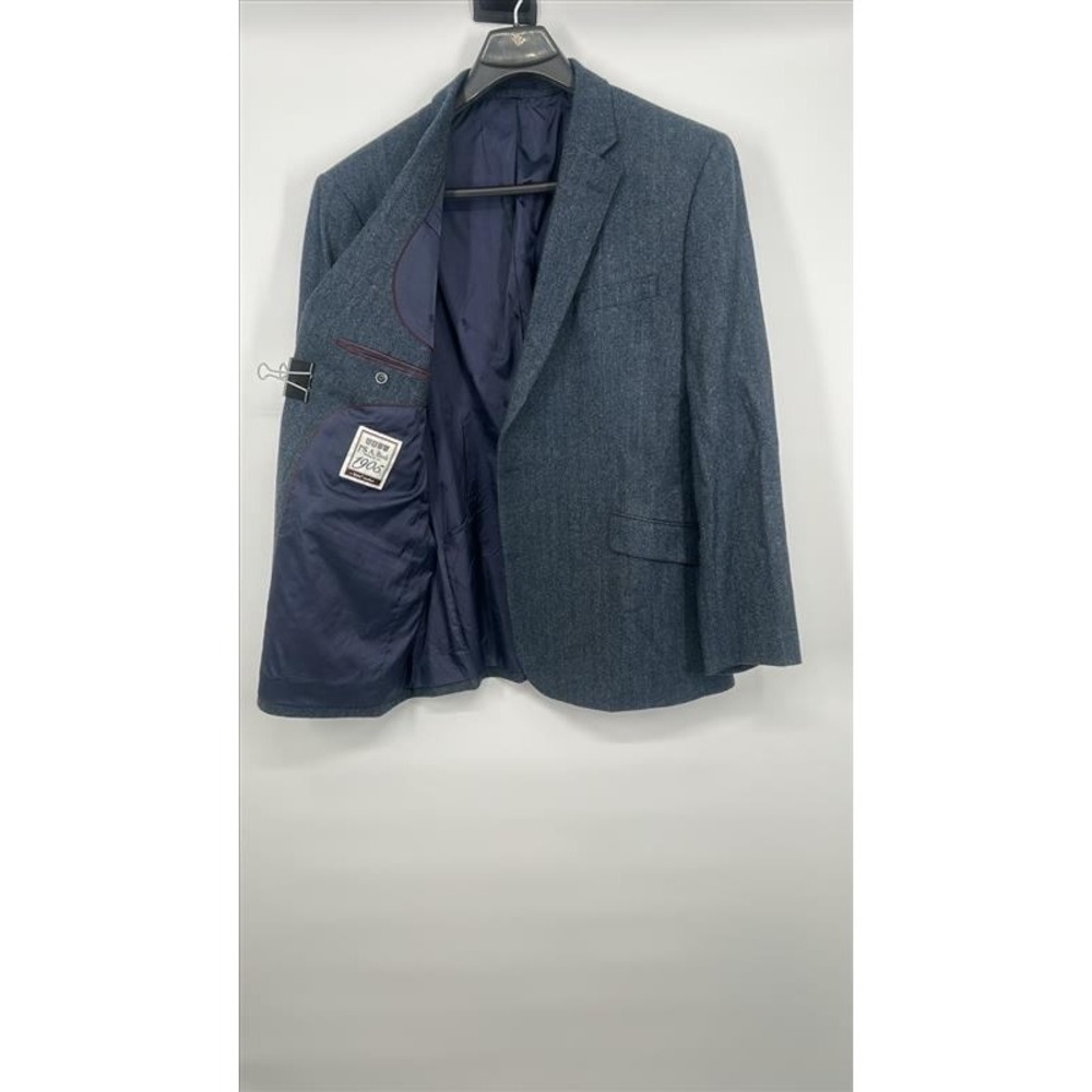 Jos. A. Bank 1905 Mens 48 Long Blue Herringbone Wool Blend Blazer Sport Coat